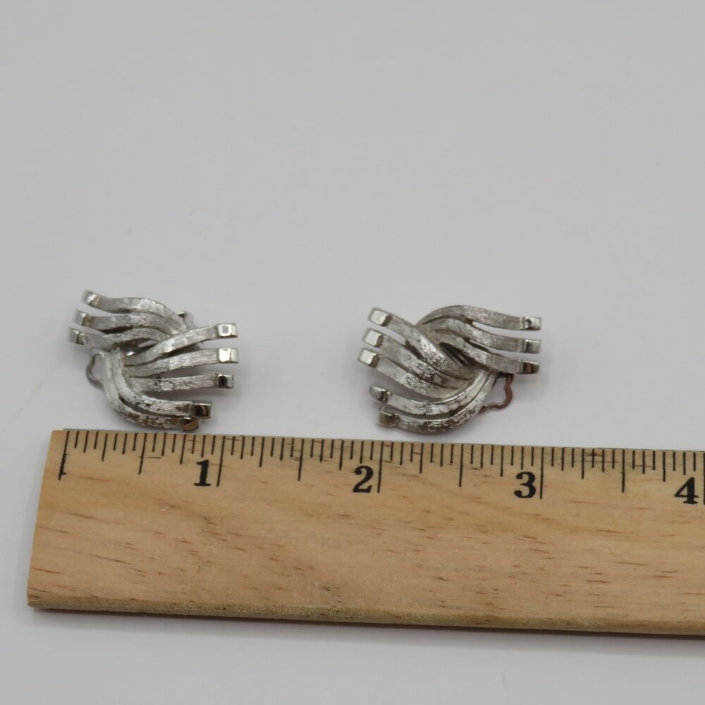 Vintage Charel Clip On Earrings Silver Tone - Picture 9 of 10